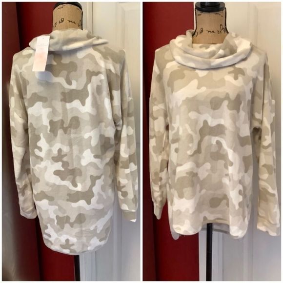 new directions Tops - Nwt new directions hacci camouflage cowl neck oversized top medium